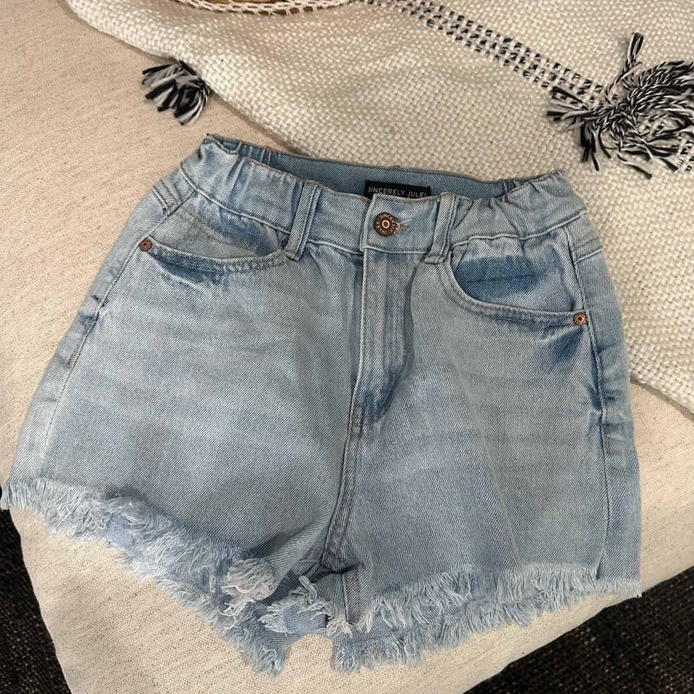 Sincerely Jules Blue Denim High-Waisted Shorts